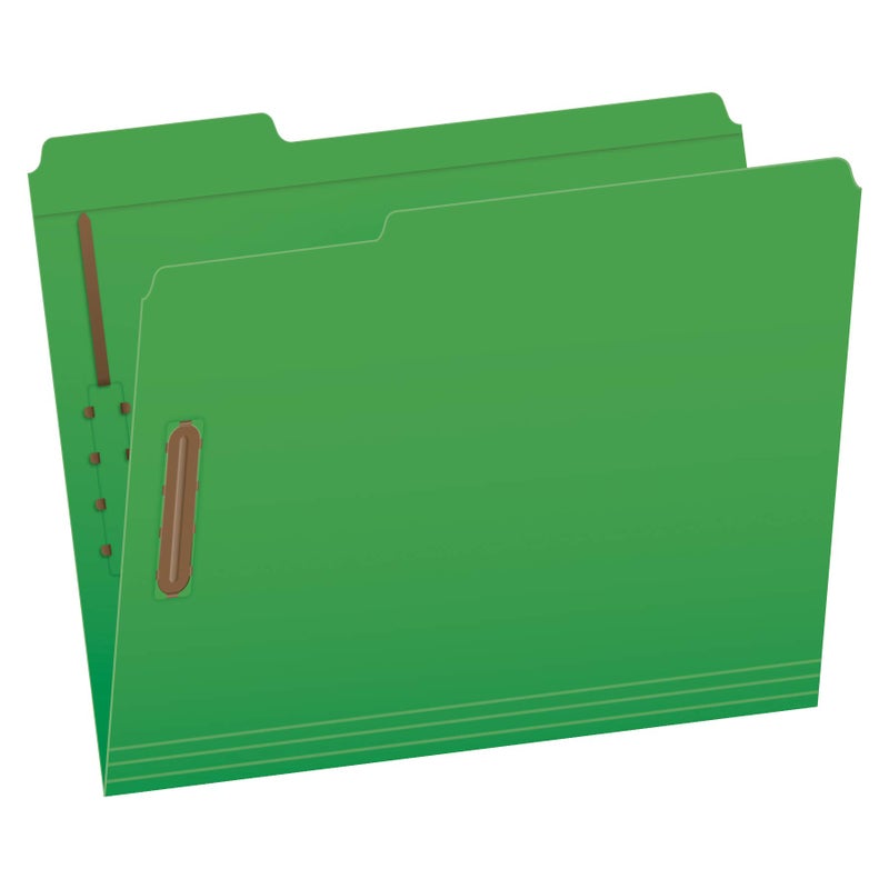 Pendaflex Fastener Folders, 2 Fasteners, Letter Size, Green, 1/3 Cut Tabs in Left, Right, Center Positions, 50 per Box (22140GW) - Image 1