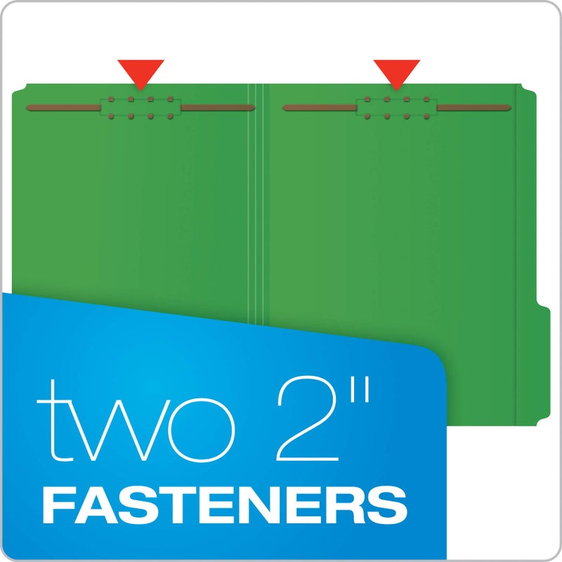 Pendaflex Fastener Folders, 2 Fasteners, Letter Size, Green, 1/3 Cut Tabs in Left, Right, Center Positions, 50 per Box (22140GW) - Image 2