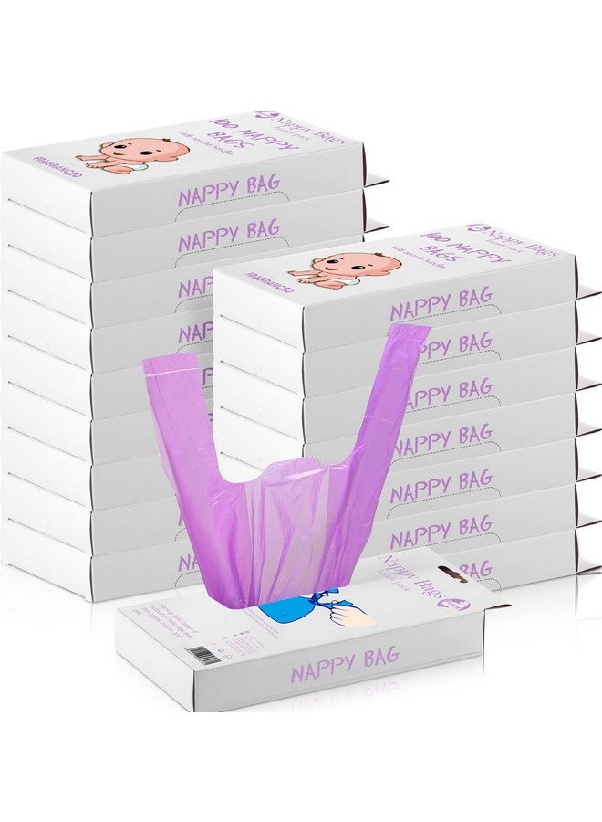 Sinmoe 1600 Count Baby Disposable Diaper Bags Scented Diaper Sacks With Tie Handle Disposal Diaper Trash Bags Baby Poop Bags Waste Bag Refill (Purple) - Image 2