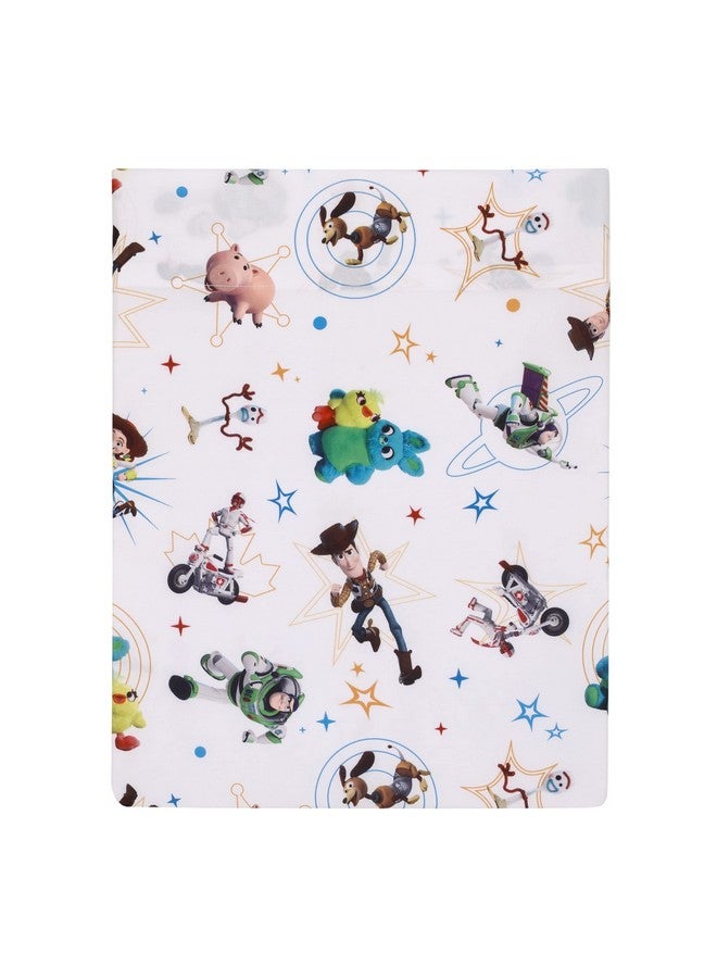 NoJo Disney Toy Story It's Play Time Blue, Green, Red, and Yellow, Woody and Buzz 4 Piece Toddler Bed Set - Comforter, Fitted Bottom Sheet, Flat Top Sheet, and Reversible Pillowcase - Image 4