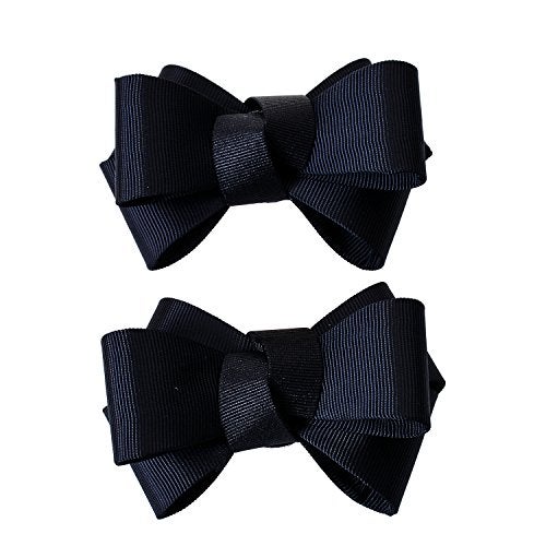 Douqu Pair Ribbon Big Bow Butterfly Shoe Clips Shoe Ornaments Shoe Ribbon Charm Accessory (Black) - Image 1