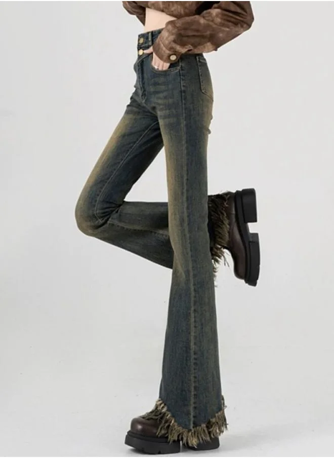 YUNIQEE Blue Bootcut High-Rise Heavy Fade Jeans