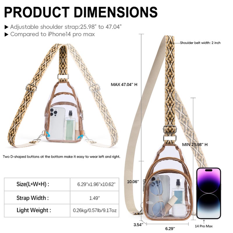 CLUCI Clear Bag for Stadium Events, Clear Crossbody Bag, Small Transparent Purses - Image 5