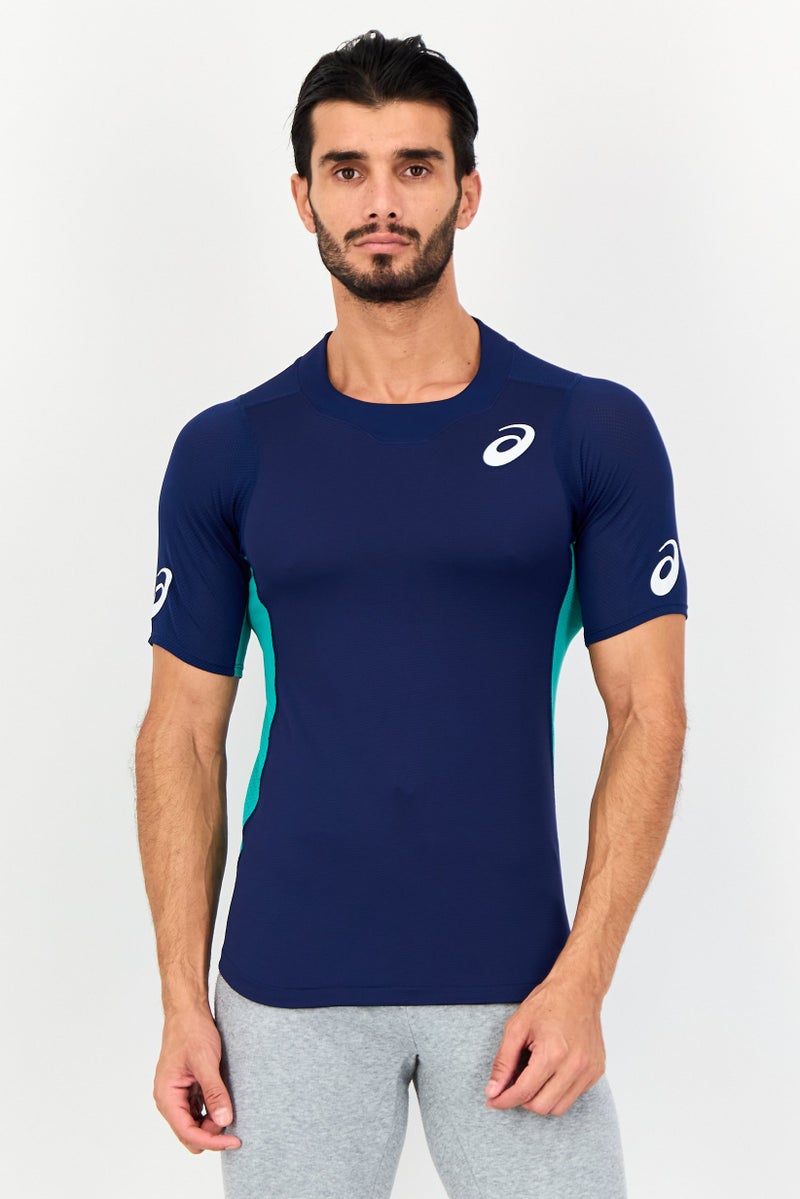 asics تي شيرت تدريب قصير الأكمام للرجال، ملابس رياضية، متعدد الألوان - Image 1