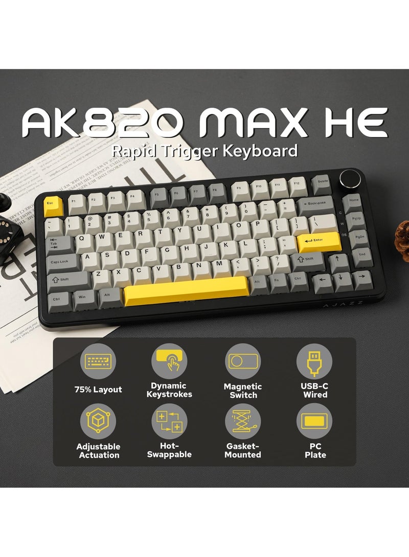 A-jazz AK820 MAX HE Hall Effect Magnetic Gaming Keyboard Adjustable Actuation 8KHz Polling Rate Wired Rapid Fast Keyboard Creamy Gasket RGB Backlight NKRO for Win Mac  - Image 2