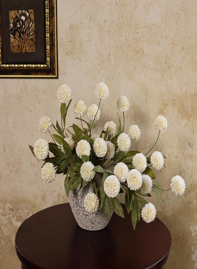 VIERENA 6 Pcs Faux Silk Pompon Mum Artificial Flowers for Vase -27", Bulk Fake Chrysanth Branches with Stems for DIY Bouquet Centerpieces Wedding Fillers Arrangements Shower Decorations (Cream) - Image 4