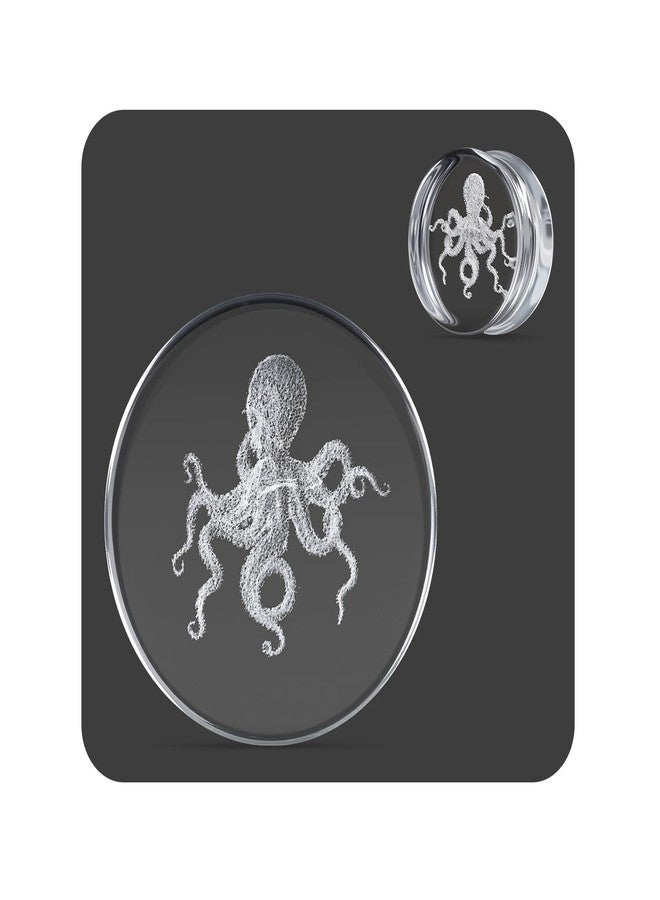 COOEAR Unique Body Jewelry Clear Glass Octopus Ear Plugs Tunnels, Gauges for Stretched Ear Piercings., 00g(10mm), Glass, sandstone - Image 1
