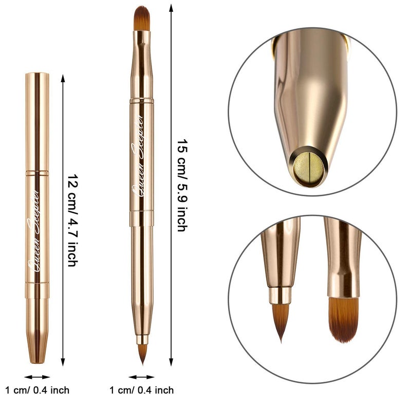 Queen Scepter Retractable Eyebrow Eyelash Lip Brush Makeup Brush Double-Sided Soft With Cap Concealer Eyeliner For Travel Cosmetic Brushes, gold color - Image 4