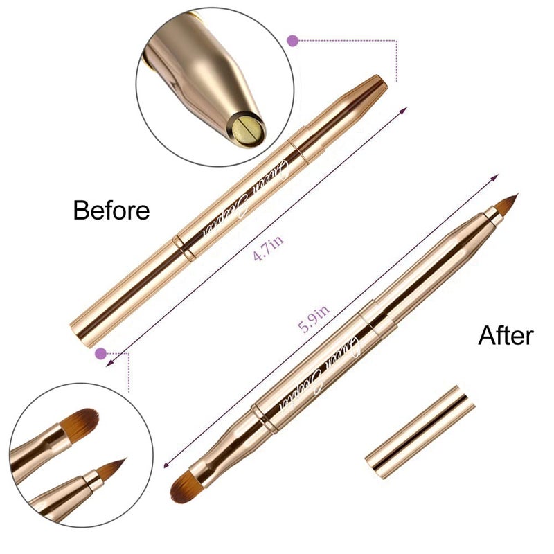 Queen Scepter Retractable Eyebrow Eyelash Lip Brush Makeup Brush Double-Sided Soft With Cap Concealer Eyeliner For Travel Cosmetic Brushes, gold color - Image 2