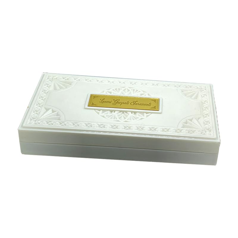 UAX UAX Gold Plated Laxmi Ganpati Saraswati Devotional Prayer Box With Charan Paduka for Pooja Return Gifts and Corporate Events AromaInfused Box f  - Image 4