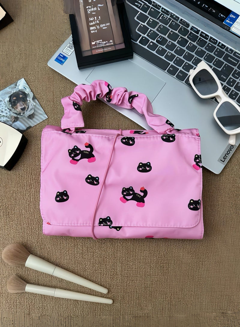 Paraphrase Pink Large Capacity Makeup & Toiletry Bag – Cute Multi-Functional Organizer with Removable Pouches for Easy Sorting - Image 2