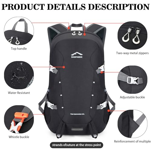 BAGPARKK Hiking Backpack,Large 35L Travel Backpacks for Men Women,Water Resistant Ultra Lightweight Foldable Packable Camping Daypack for Outdoor Sports - Image 5
