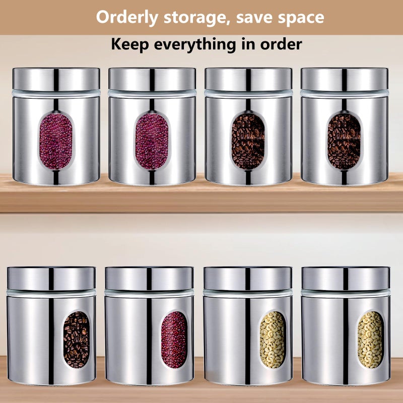 Lemecima 4 Pieces Kitchen Canisters Set 20 oz Stainless Steel Glass Canisters Airtight Coffee Sugar Tea Candy Jars Food Storage Container with Lid for Flour Cookies Spices Grains Kitchen Baking Home Decoration - Image 5