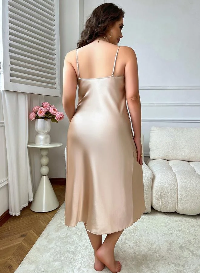 Take Two Women's Plus Size Lace Trim Slip Nightdress