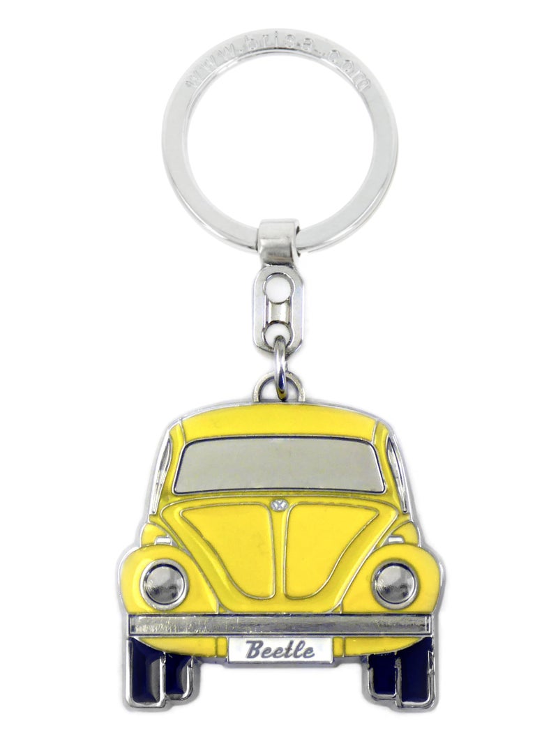 BRISA VW Collection  Volkswagen Enamel Metal Keyring Keychain Accessory Keyholder in Beetle Bug Design Yellow