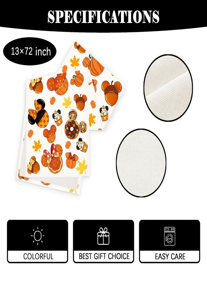 Yarcooly Fall Table Runner Autumn Table Cover Thanksgiving Cartoon Mouse Maple Decor Fall Decorations for Home Party - Image 2