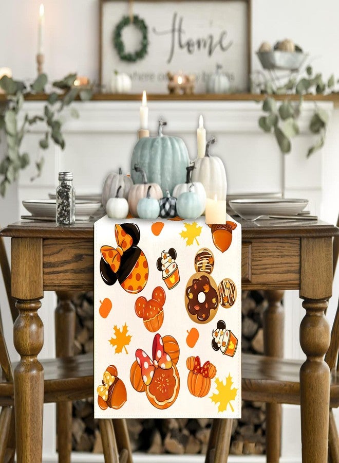 Yarcooly Fall Table Runner Autumn Table Cover Thanksgiving Cartoon Mouse Maple Decor Fall Decorations for Home Party - Image 4
