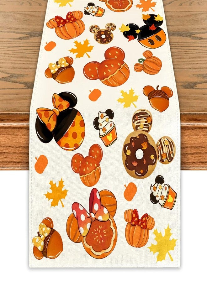 Yarcooly Fall Table Runner Autumn Table Cover Thanksgiving Cartoon Mouse Maple Decor Fall Decorations for Home Party - Image 1