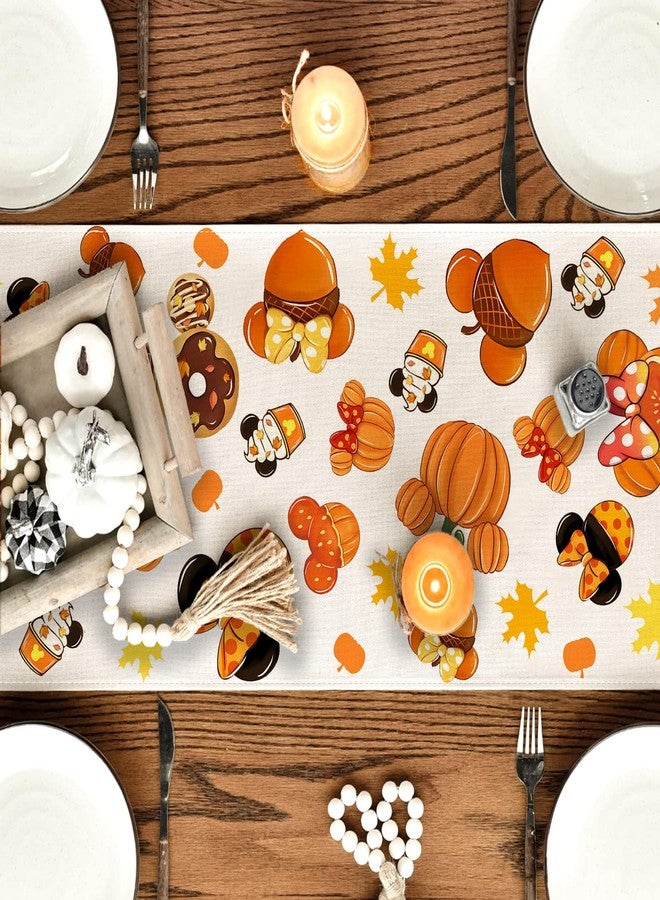 Yarcooly Fall Table Runner Autumn Table Cover Thanksgiving Cartoon Mouse Maple Decor Fall Decorations for Home Party - Image 3