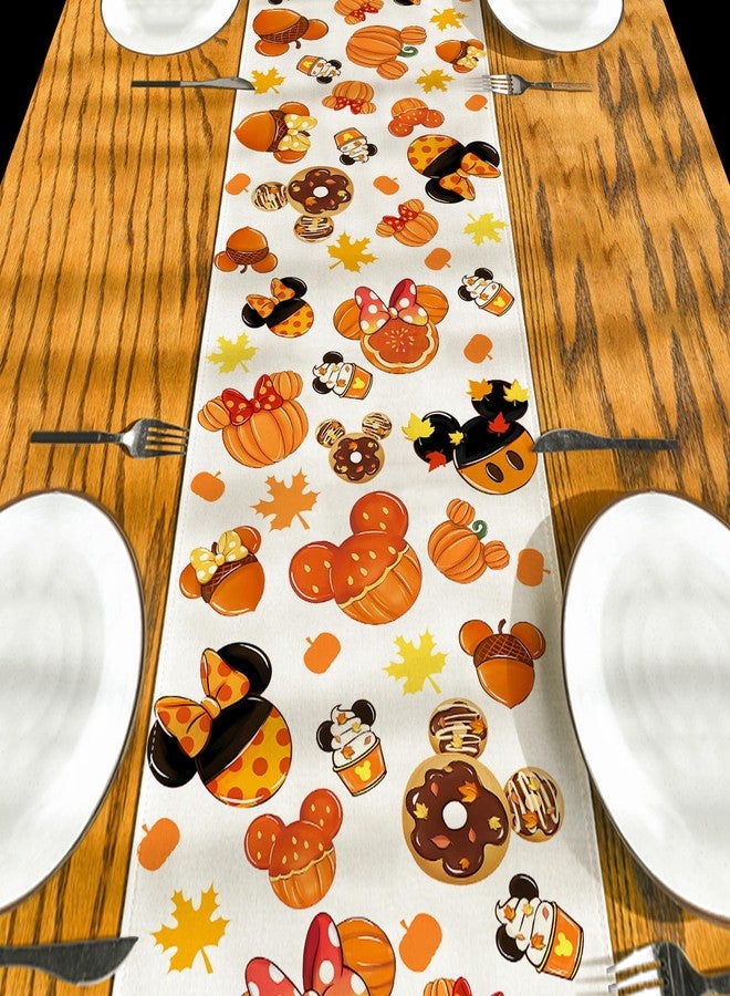 Yarcooly Fall Table Runner Autumn Table Cover Thanksgiving Cartoon Mouse Maple Decor Fall Decorations for Home Party - Image 5