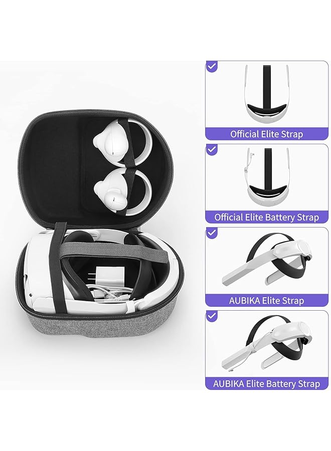 إيروريكس حافظة لسماعات الرأس Meta Quest 3 وOculus Quest 2 وPico 4 Vr متوافقة مع حزام Elite والمزيد من الملحقات وحقيبة سفر صلبة للتخزين الكل في واحد باللون الرمادي - Image 4