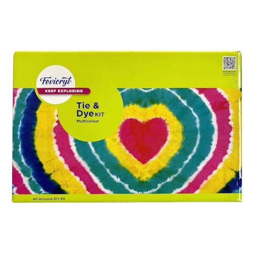 Fevicryl Tie & Dye Multicolor Kit | Complete DIY Fabric Colour Kit with 4 Acrylic Colour, 1 x 2 feet Fabric, 4 Squeezy Bottles | Ideal for Gifting, Beginners & Art Enthusiasts - Image 1