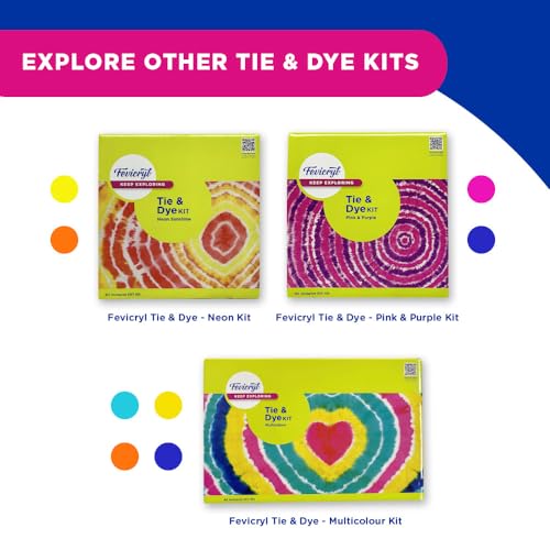 Fevicryl Tie & Dye Multicolor Kit | Complete DIY Fabric Colour Kit with 4 Acrylic Colour, 1 x 2 feet Fabric, 4 Squeezy Bottles | Ideal for Gifting, Beginners & Art Enthusiasts - Image 5