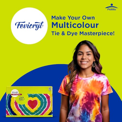 Fevicryl Tie & Dye Multicolor Kit | Complete DIY Fabric Colour Kit with 4 Acrylic Colour, 1 x 2 feet Fabric, 4 Squeezy Bottles | Ideal for Gifting, Beginners & Art Enthusiasts - Image 2