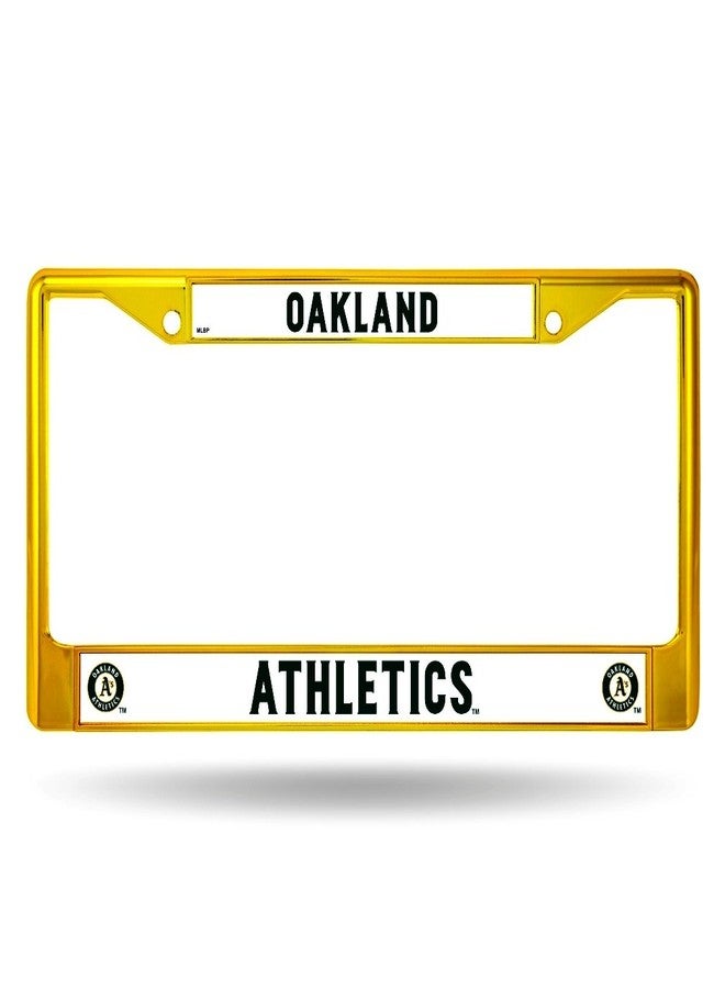 RICO Oakland Athletics - A's Baseball - Chrome Metal (Gold Painted) License Plate Frame - Image 1