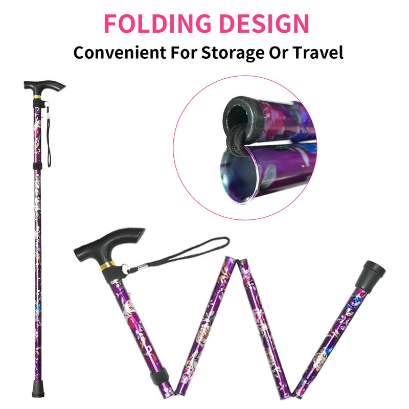 CLOKTA Folding Cane, 5-Level Adjustable Height Lightweight Portable Foldable Walking Canes with Wrist Strap and T Handle for Men Women Seniors - Image 4