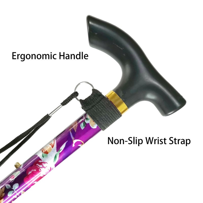 CLOKTA Folding Cane, 5-Level Adjustable Height Lightweight Portable Foldable Walking Canes with Wrist Strap and T Handle for Men Women Seniors - Image 5