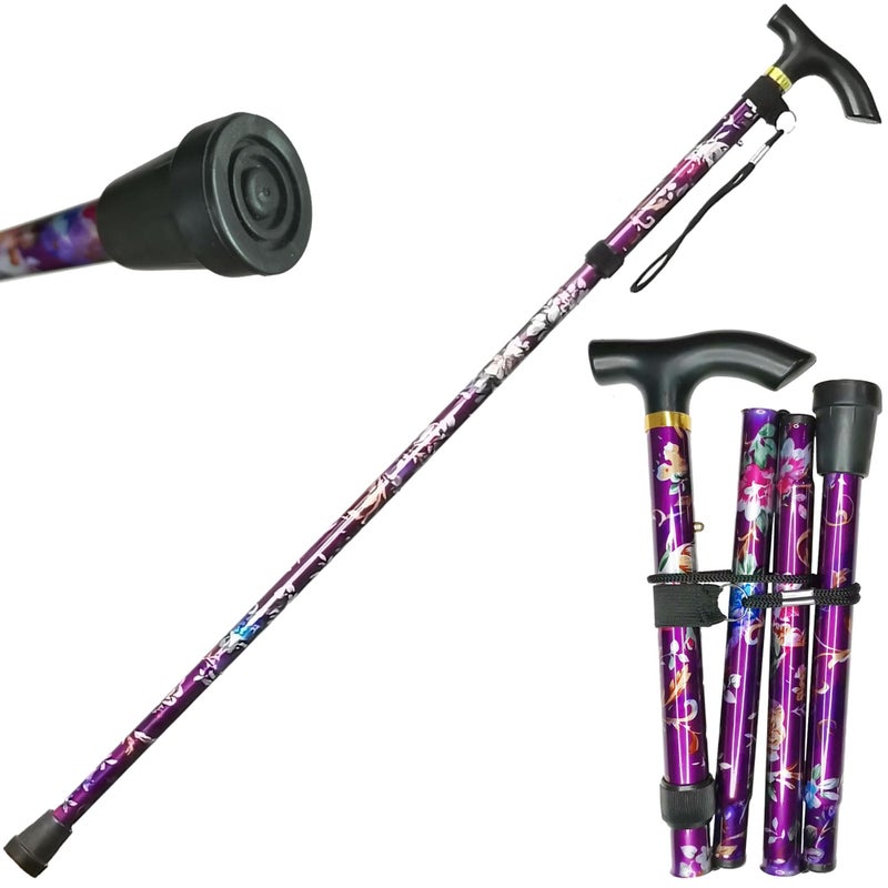 CLOKTA Folding Cane, 5-Level Adjustable Height Lightweight Portable Foldable Walking Canes with Wrist Strap and T Handle for Men Women Seniors - Image 1