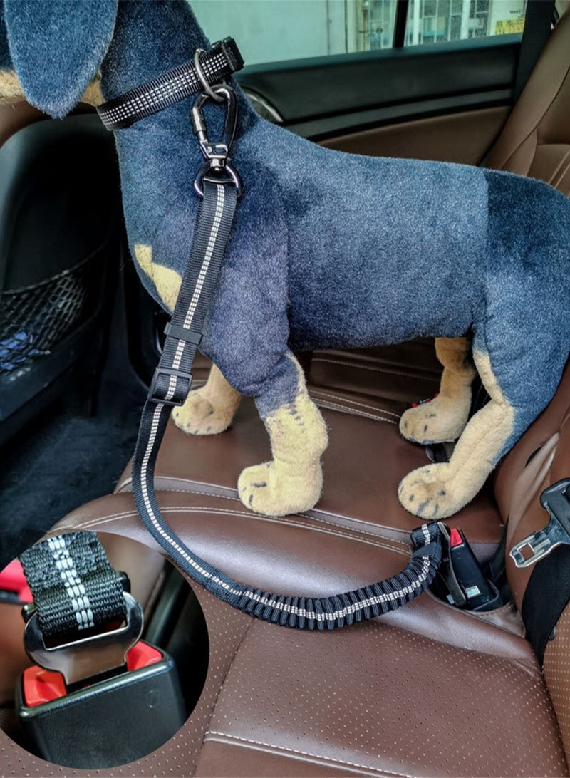 Dog Seat Belt, Adjustable Dog Seatbelt for Car, Pet Puppy Safety Leash Leads, Reflective Bungee Dog Car Seatbelt with Hook & Buckle, Connect Dog Harness in Vehicle Travel Daily Use