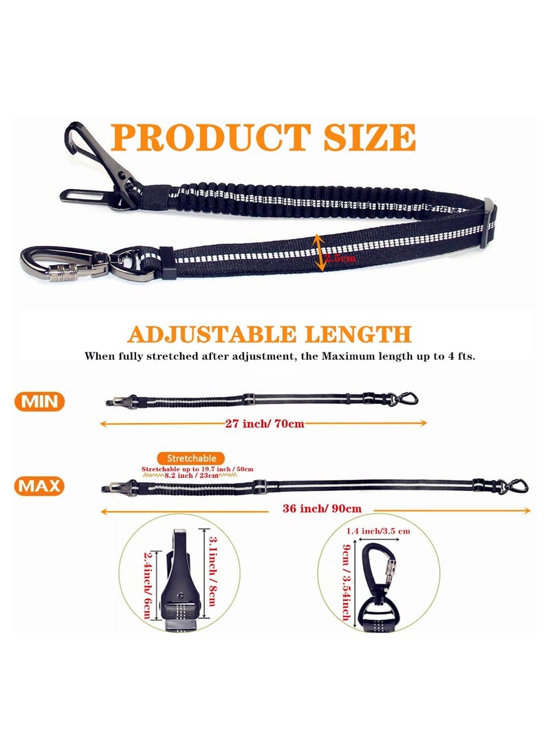Dog Seat Belt, Adjustable Dog Seatbelt for Car, Pet Puppy Safety Leash Leads, Reflective Bungee Dog Car Seatbelt with Hook & Buckle, Connect Dog Harness in Vehicle Travel Daily Use