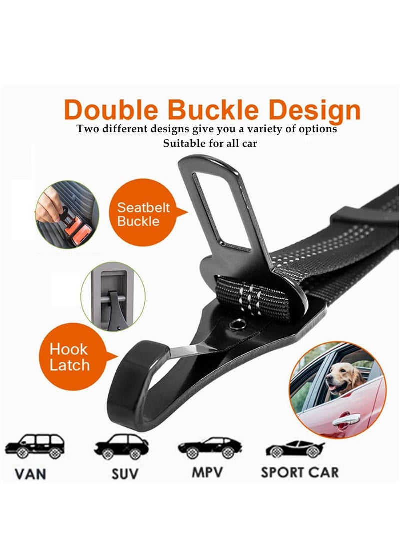 Dog Seat Belt, Adjustable Dog Seatbelt for Car, Pet Puppy Safety Leash Leads, Reflective Bungee Dog Car Seatbelt with Hook & Buckle, Connect Dog Harness in Vehicle Travel Daily Use
