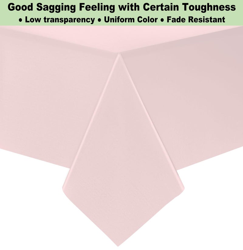 rebdng Plastic Light Pink Tablecloths 3 Pack Disposable Table Covers 54"" x 108"" Baby Pale Pink Table Cloths for Parties Bridal Shower Engagement Wedding Birthday  Fits 6 to 8 Foot Rectangle Tables - Image 3