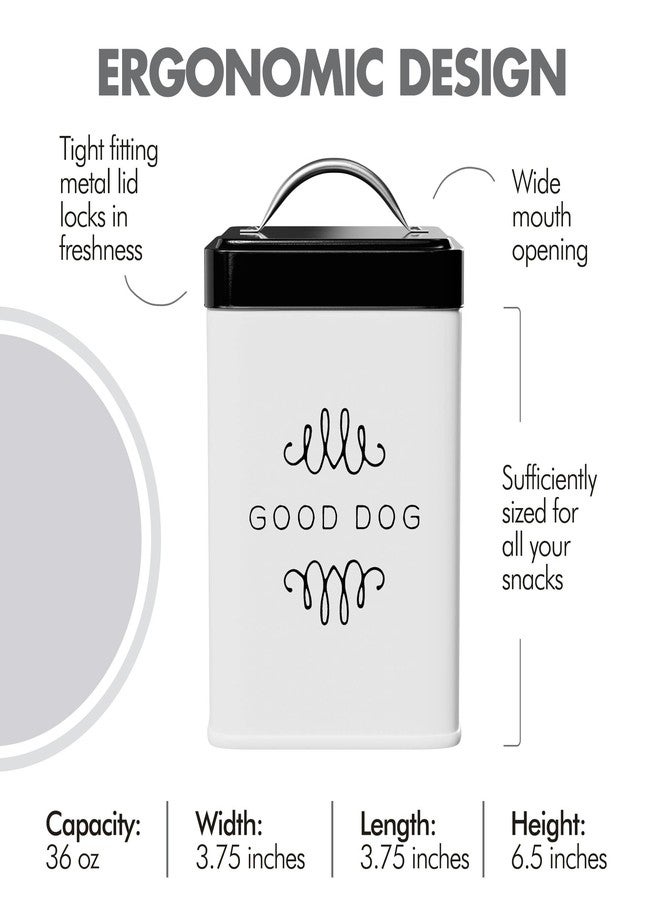 Amici Home Pet Treat Storage Collection, Metal Storage White Canister, 36 Fluid Ounce Capacity, Black Push Top Lid - Set of 3 - Image 4