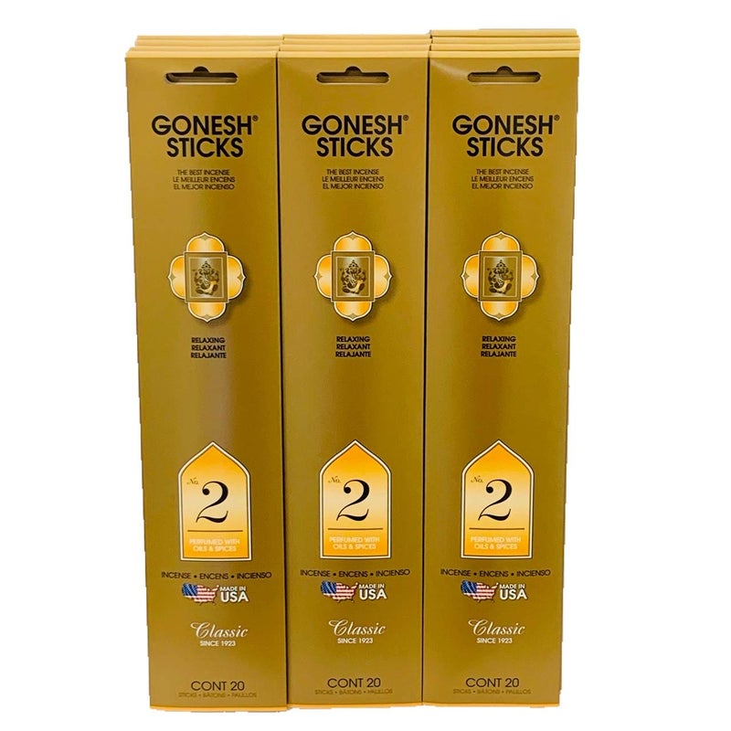 Gonesh Incense Sticks 2 Perfumed with Oils  Spices Lot of 12