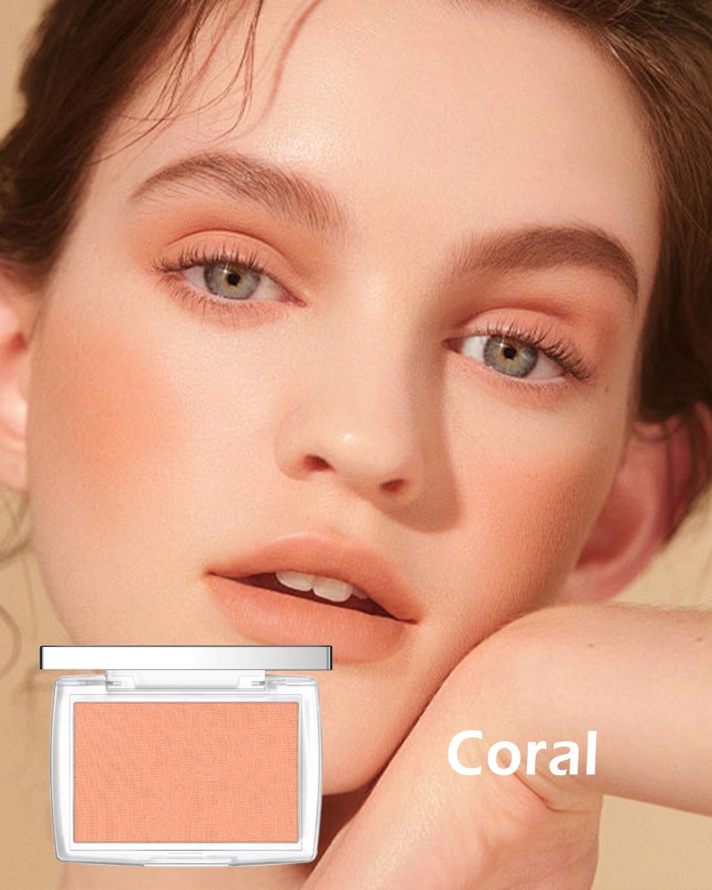 Lestpola Powder Blush Palette, Matte Powder Makeup Blush for Cheeks, Natural Glow Face Blush Contour Palette, Lightweight, Smooth, Highly Pigmented Buildable Color, Long-lasting All-Day Face Enhancing -#Coral - Image 2
