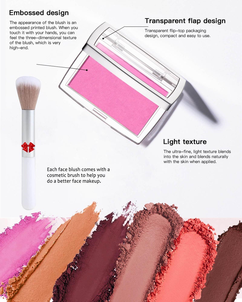 Lestpola Powder Blush Palette, Matte Powder Makeup Blush for Cheeks, Natural Glow Face Blush Contour Palette, Lightweight, Smooth, Highly Pigmented Buildable Color, Long-lasting All-Day Face Enhancing -#Coral - Image 5