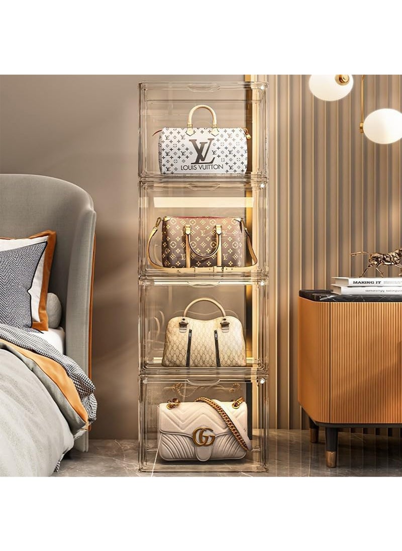 GT-Wheel - Clear Handbag Storage Organizer for Closet Acrylic Display Box for Handbag Stackable Storage Boxes Bag Organizer with Magnetic Door for Figure Hat Toy Book and Bag - Image 1