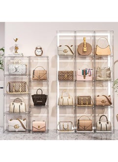 Clear Handbag Storage Organizer for Closet Acrylic Display Box for Handbag Stackable Storage Boxes Bag Organizer with Magnetic Door for Figure Hat Toy Book and Bag