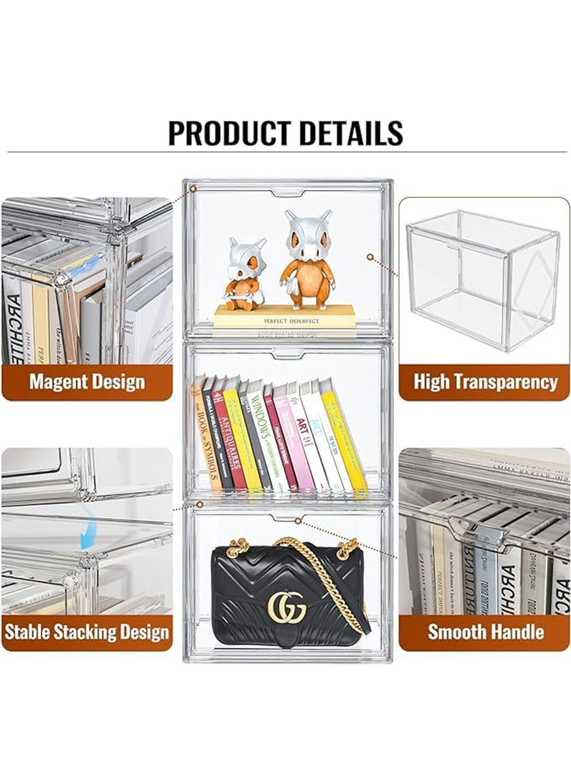GT-Wheel - Clear Handbag Storage Organizer for Closet Acrylic Display Box for Handbag Stackable Storage Boxes Bag Organizer with Magnetic Door for Figure Hat Toy Book and Bag - Image 1