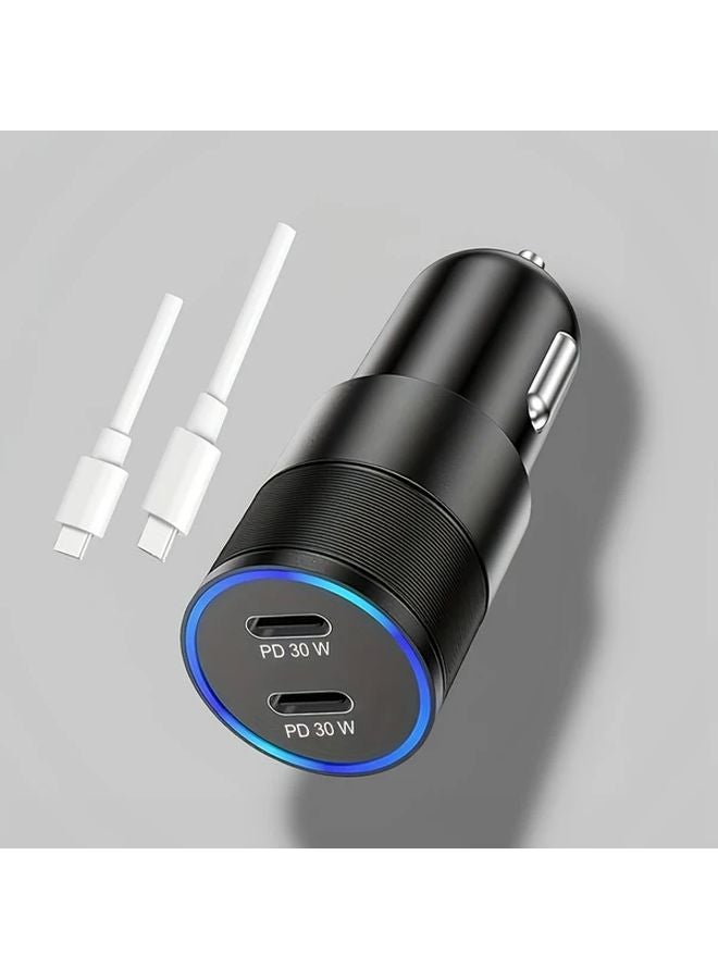 تيانسون 60 واط شاحن سيارة مزدوج منفذ USB C بشاحن سريع PD3.0 مع كابل C إلى C - Image 2