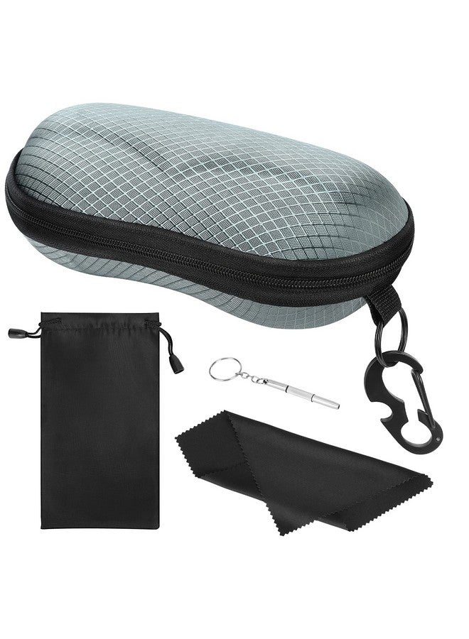 MoKo Eva Semi Hard Shell Sunglasses Case Unisex Protective Eyeglass Case Glasses Case Holder With Metal Hanging Hook Mini Screwdriver For Men Women Gray - Image 1