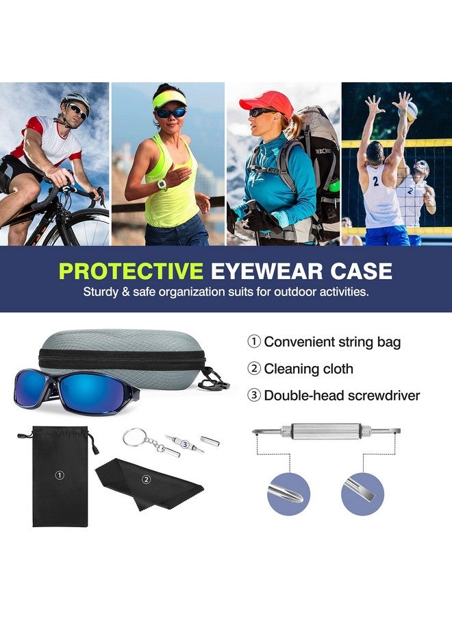 MoKo Eva Semi Hard Shell Sunglasses Case Unisex Protective Eyeglass Case Glasses Case Holder With Metal Hanging Hook Mini Screwdriver For Men Women Gray - Image 2