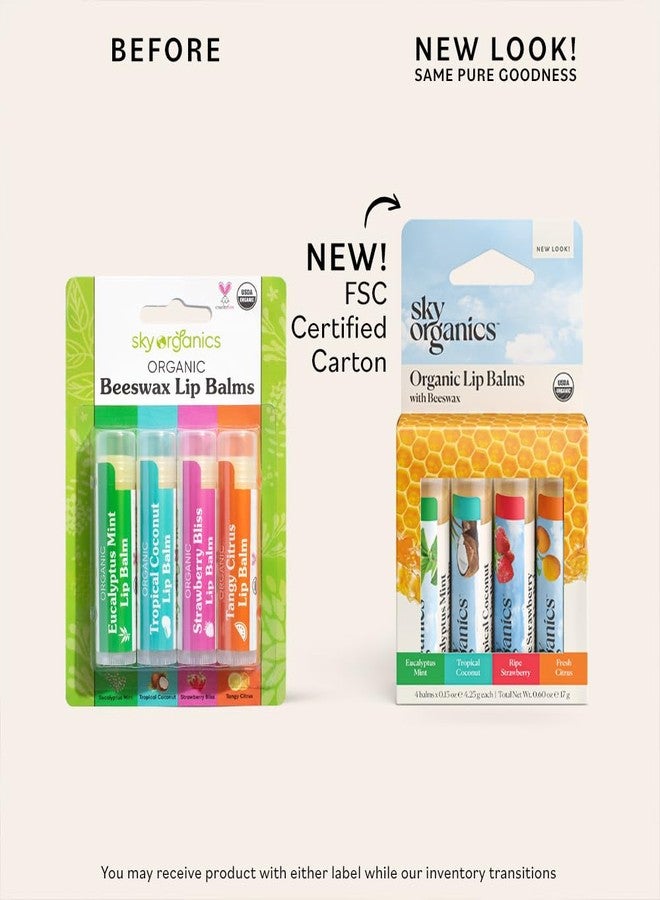 Sky Organics Organic Lip Balms With Beeswax for Lips, USDA Certified Organic, Four Assorted Flavors to Moisturize, Soothe & Soften, 4pk. - Image 2
