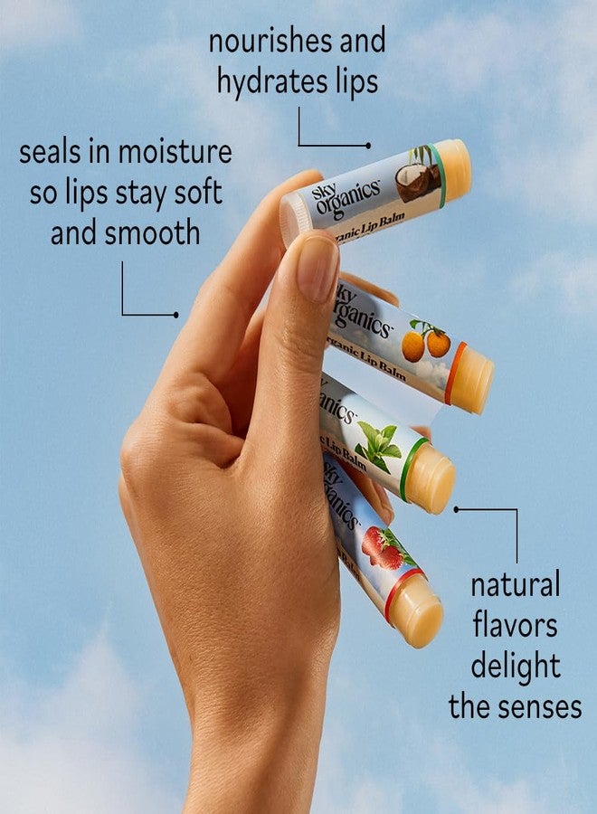 Sky Organics Organic Lip Balms With Beeswax for Lips, USDA Certified Organic, Four Assorted Flavors to Moisturize, Soothe & Soften, 4pk. - Image 4