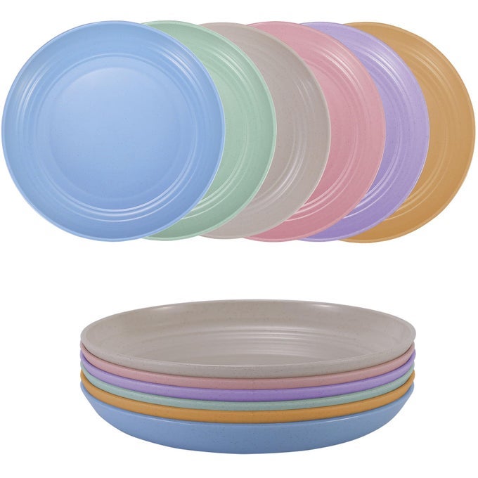 7 INCHES SMALL UNBREAKABLE WHEAT STRAW PLATES REUSABLE PLATE SETS OF 6 DISHWASHER MICROWAVE SAFE HEALTHY BPA FREE ECOFRIENDLY 7 INCHES6COLOR