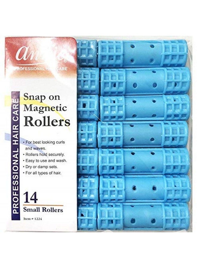 Snap On Small Magnetic Hair Rollers For Hair Curling And Perm Styling Blue 1/2 Set Of (14)